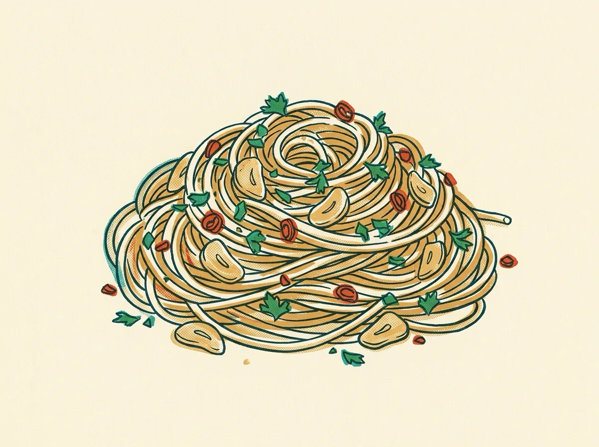 Aglio e Olio, illustrated