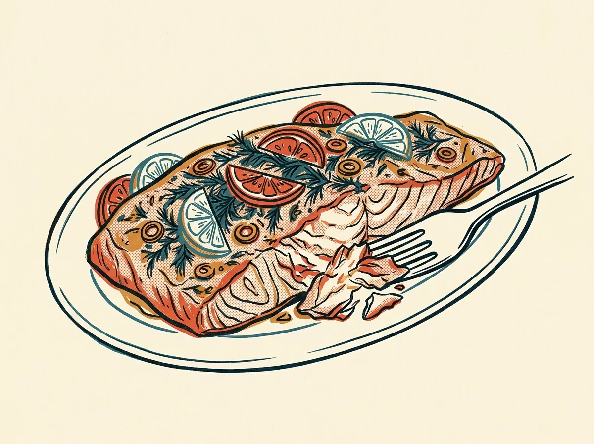 Baked Salmon, illustrated