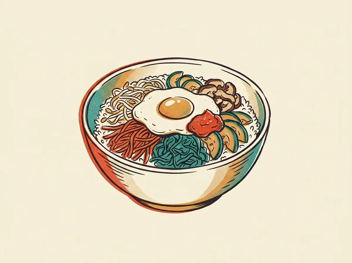 Bibimbap, illustrated