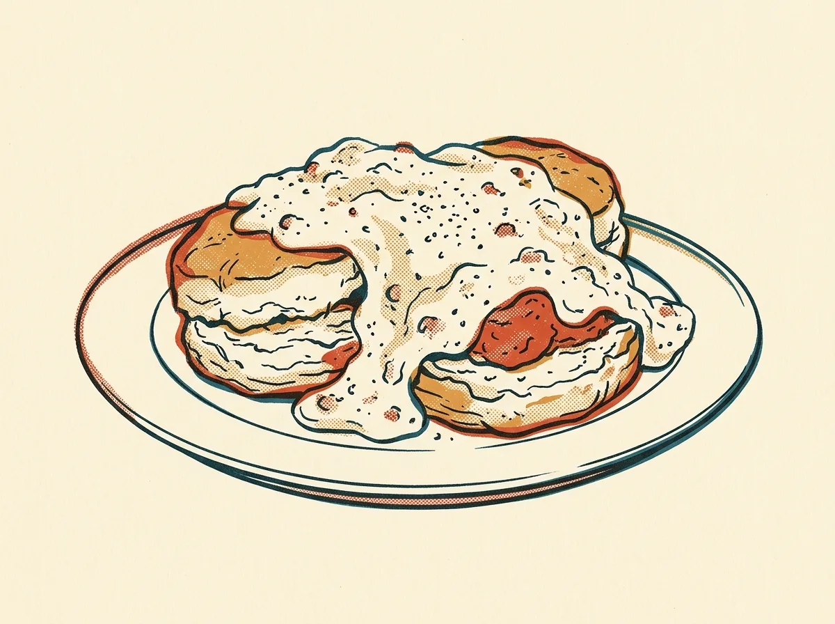 Biscuits and Gravy, illustrated