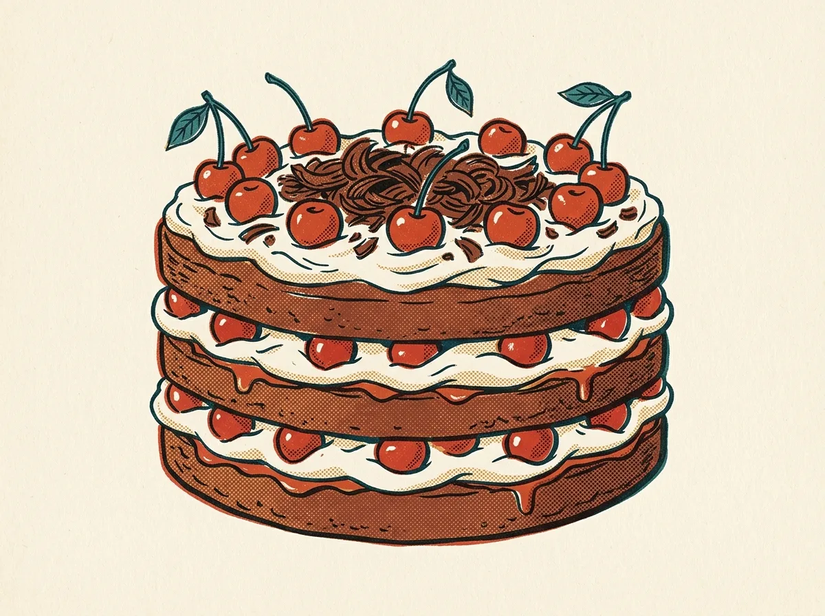 Black Forest Cake, illustrated