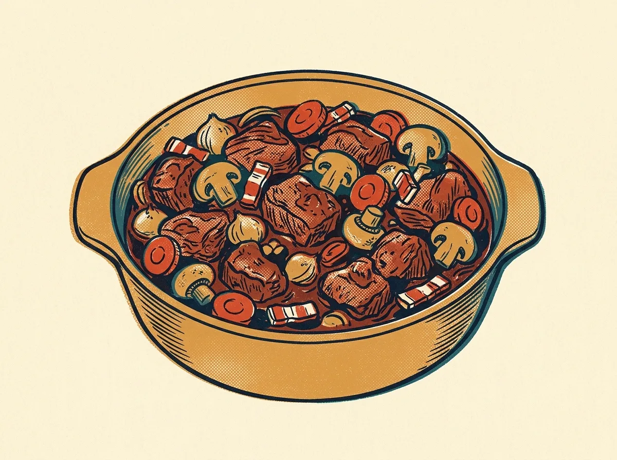 Beef Bourguignon, illustrated