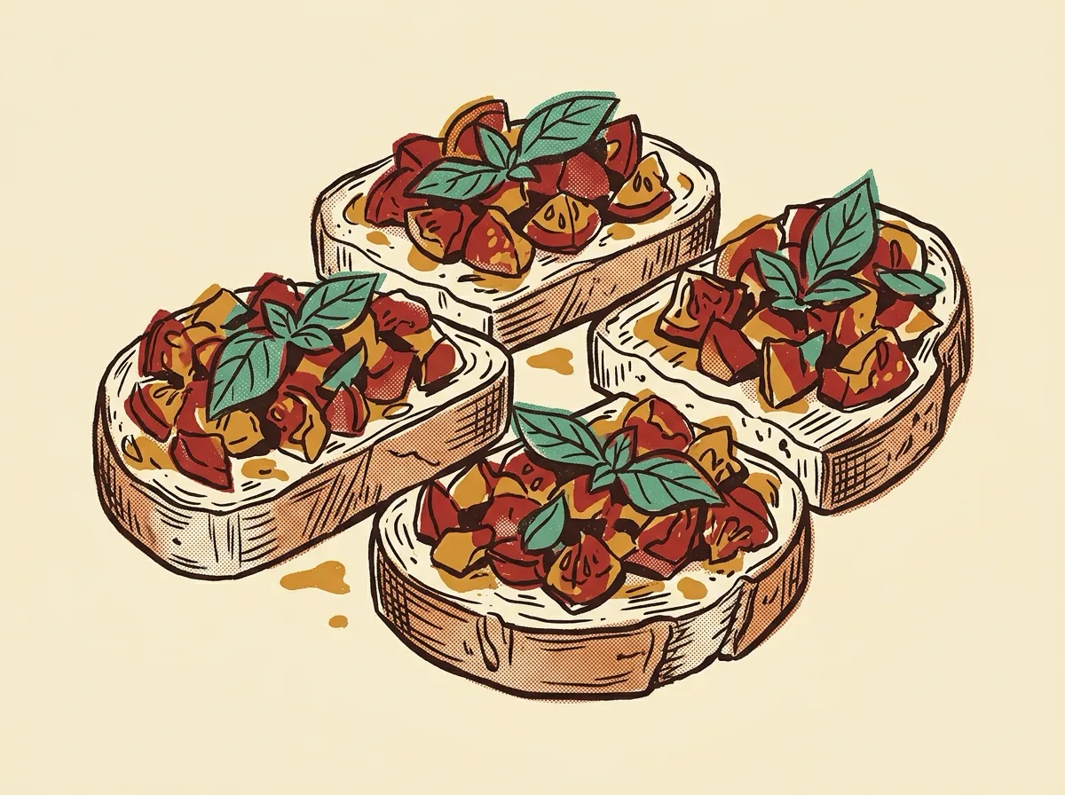 Bruschetta, illustrated